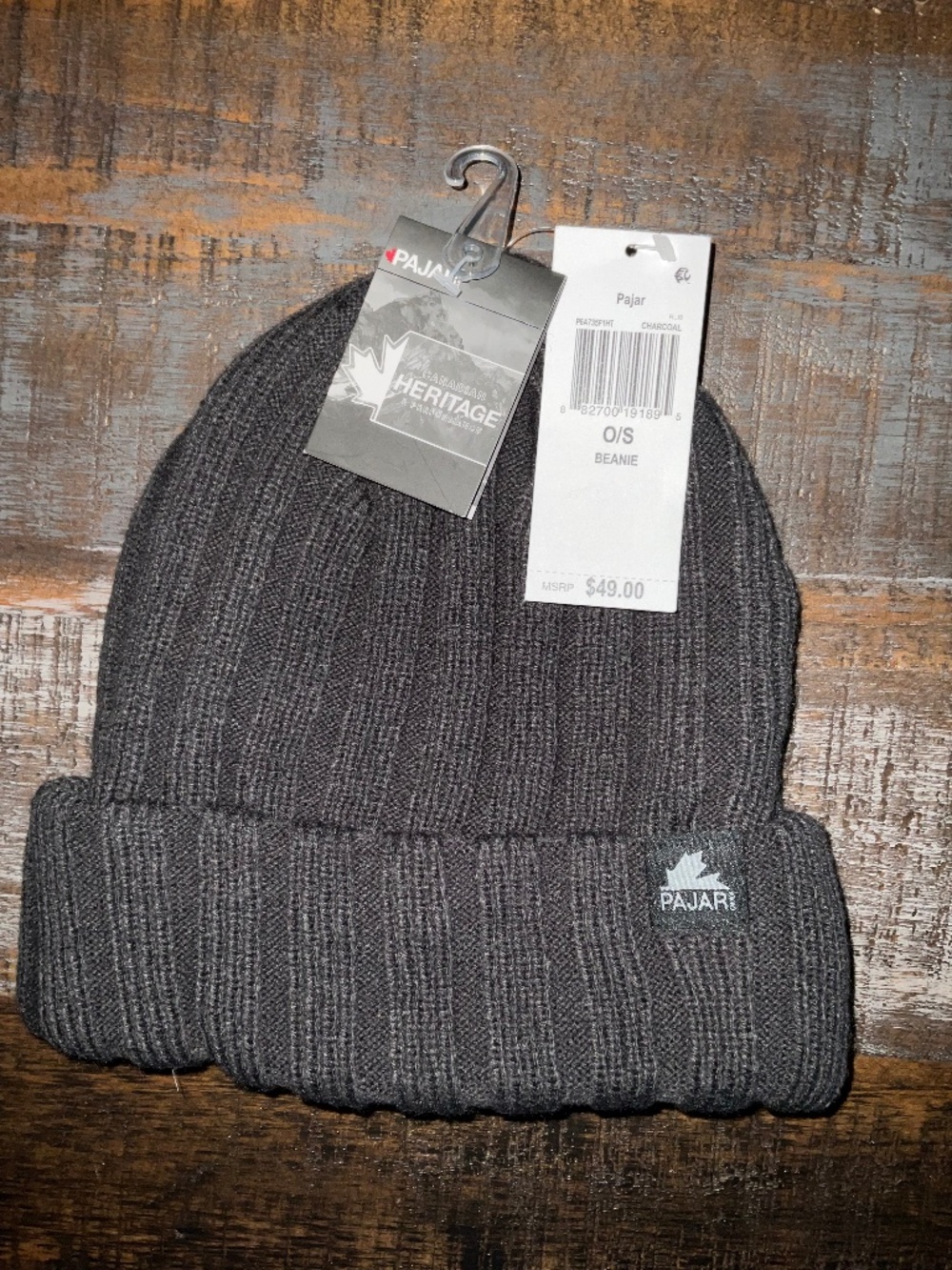 MEN’S PAJAR CABLE KNIT BEANIE IN CHARCOAL ONE SIZE NWT